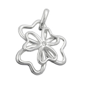 Anhänger, Kleeblatt – Silber, Zirkonia – 18mm