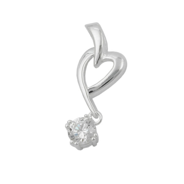 Anhänger, Herz – Silber, glänzend, Zirkonia – 26x9mm