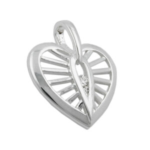 Anhänger, Herz – Silber, Zirkonia – 18x16mm