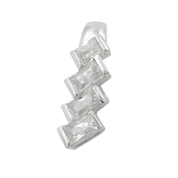 Anhänger, Zick-Zack – Silber, Glänzend, Zirkonia – 21x7mm