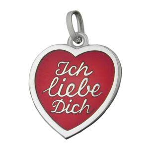 Anhänger, Herz – Silber, Rot – Ich liebe Dich – 17x16mm