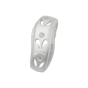 Anhänger, Blume – Silber, Matt/Glänzend, Zirkonia – 19x8mm