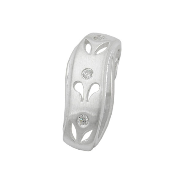 Anhänger, Blume – Silber, Matt/Glänzend, Zirkonia – 19x8mm