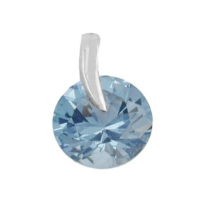 Anhänger, Rund – Silber 925, Aquamarin – 13x9mm