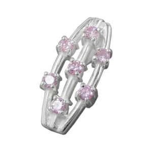 Anhänger, Oval – Silber, Pink Zirkonia – 21x9mm