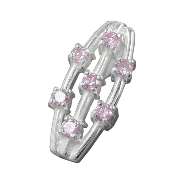 Anhänger, Oval – Silber, Pink Zirkonia – 21x9mm