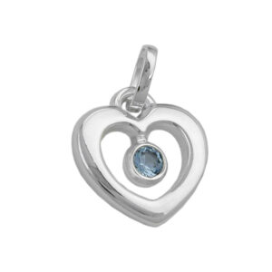 Anhänger, Herz – Silber, Blautopas – 17x16mm