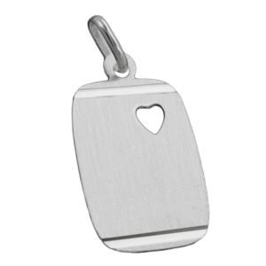 Anhänger, Herz – Silber, Matt – Gravurplatte, 21x13mm