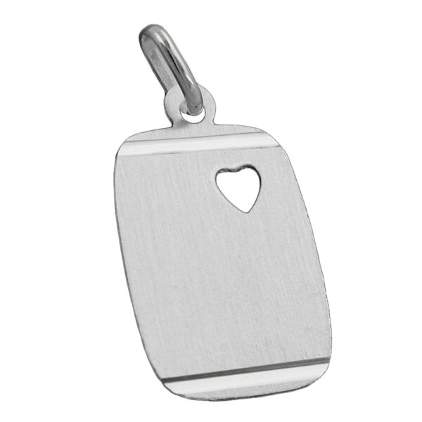 Anhänger, Herz – Silber, Matt – Gravurplatte, 21x13mm