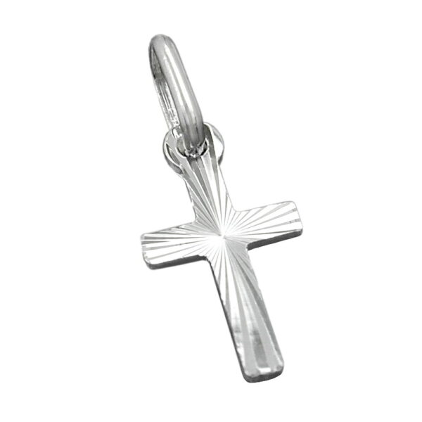 Anhänger, Kreuz – Silber, diamantiert – 14x7mm