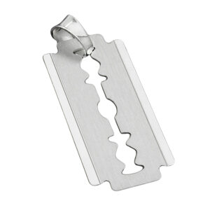 Anhänger, Rasierklinge – Silber, Matt-Glänzend – 30x15mm