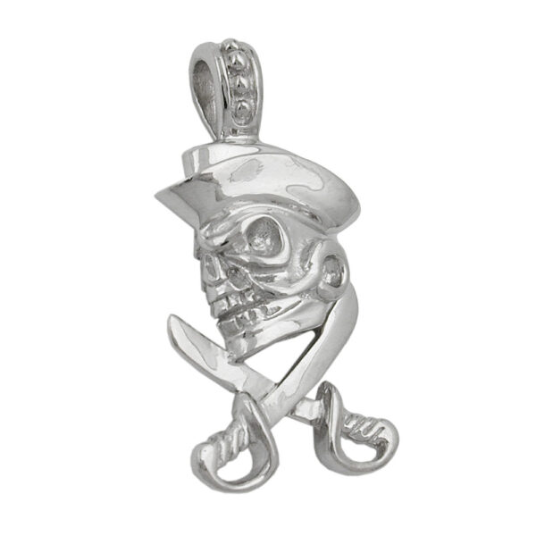 Anhänger, Totenkopf – Silber, rhodiniert – 25x12mm