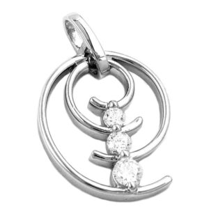 Anhänger, Spirale – Silber, Zirkonia, glänzend – 29x11mm
