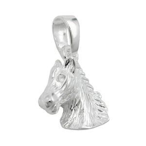 Anhänger, Pferdekopf – Silber, glänzend, massiv – 12x15mm