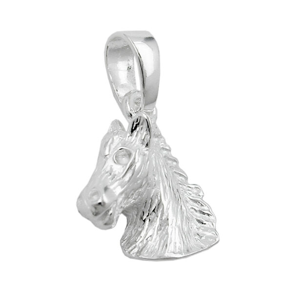 Anhänger, Pferdekopf – Silber, glänzend, massiv – 12x15mm