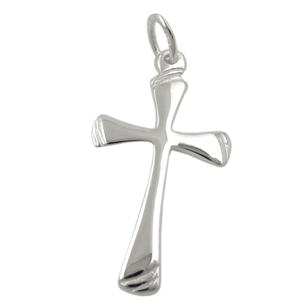 Anhänger, Kreuz – Silber 925, glänzend gerillt – 22x13mm