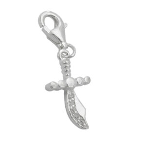 Anhänger, Krummsäbel – Silber, Zirkonia, glänzend – 19x10mm