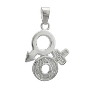 Anhänger, Venus/Mars-Symbol – Silber, Zirkonia, Glänzend – 23mm