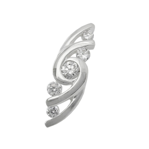 Anhänger, Spirale – Silber, Glänzend, Zirkonia – 22x7mm