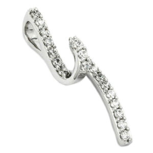 Anhänger, Strich – Silber, rhodiniert, Zirkonia – 32x9mm