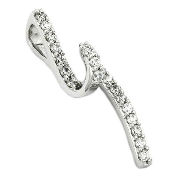 Anhänger, Strich – Silber, rhodiniert, Zirkonia – 32x9mm