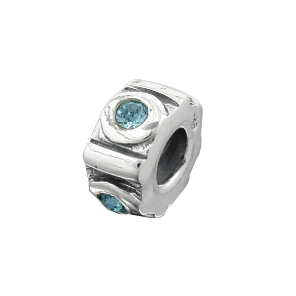 Anhänger, Perle – Silber, Hellblau, Rhodiniert – 10x5mm