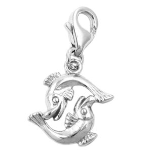 Anhänger, Fische – Silber, rhodiniert, Charm – 14x14mm