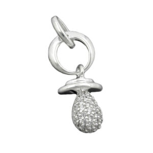Anhänger, Schnuller – Silber, Zirkonia – 19x9mm