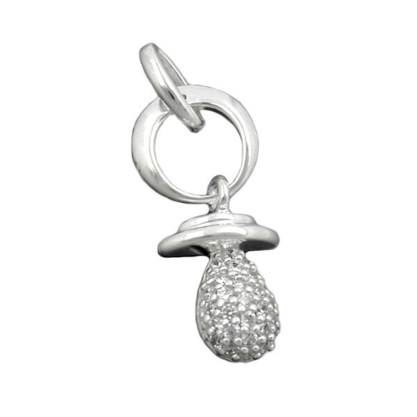 Anhänger, Schnuller – Silber, Zirkonia – 19x9mm