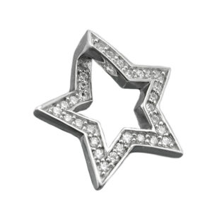 Anhänger, Stern – Silber, rhodiniert, Zirkonia – 20mm