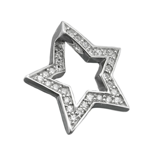 Anhänger, Stern – Silber, rhodiniert, Zirkonia – 20mm