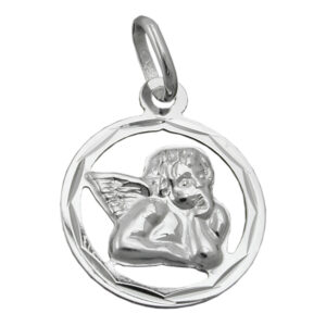 Anhänger, Engel – Silber 925, glänzend – 15mm