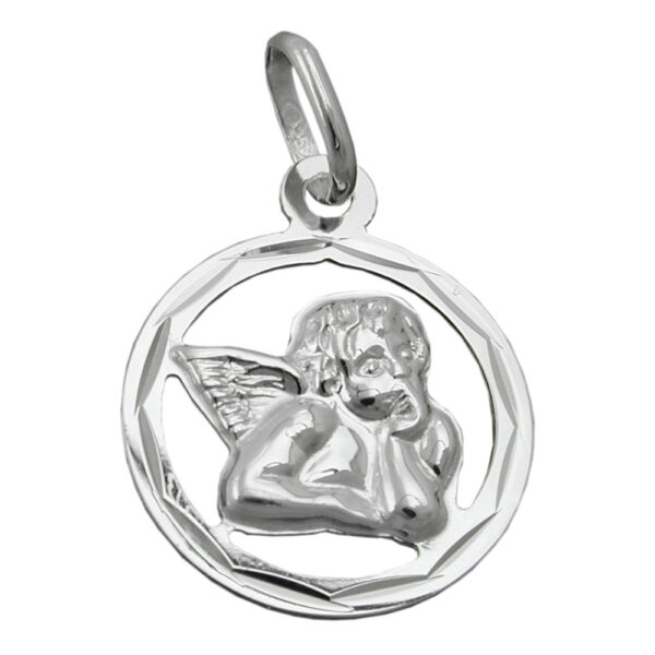 Anhänger, Engel – Silber 925, glänzend – 15mm