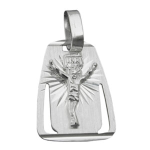 Anhänger, Platte Jesus – Silber, matt-glänzend – 18x13mm