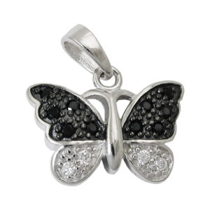 Anhänger, Schmetterling – Silber, Zirkonia – 11x15mm