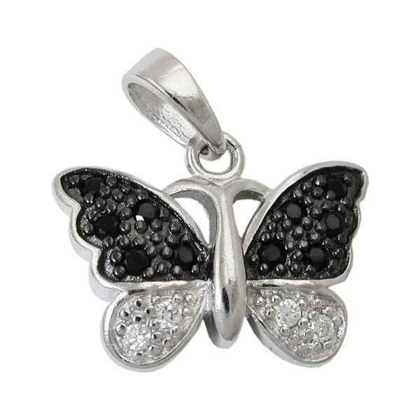 Anhänger, Schmetterling – Silber, Zirkonia – 11x15mm