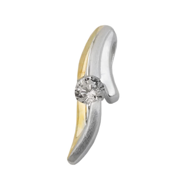 Anhänger, Streifen – Silber, Bicolor, Zirkonia – 20x6mm
