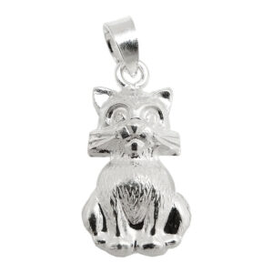 Anhänger, Katze – Silber, glänzend – 15x9mm