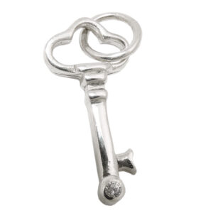 Anhänger, Schlüssel – Silber, Glänzend, Zirkonia – 21x10mm