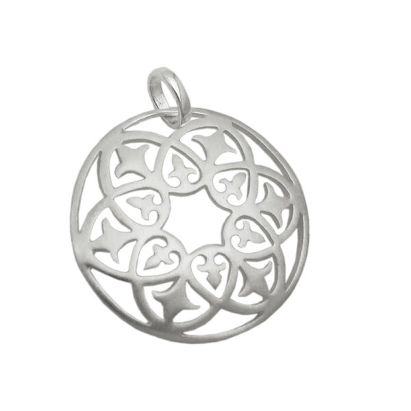 Anhänger, Rund – Silber, Mattiert, Filigran – 28mm