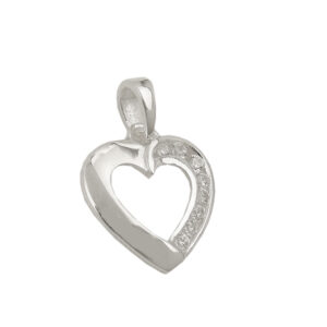 Anhänger, Herz – Silber, Zirkonia, glänzend – 14x14mm