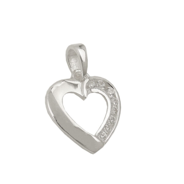 Anhänger, Herz – Silber, Zirkonia, glänzend – 14x14mm