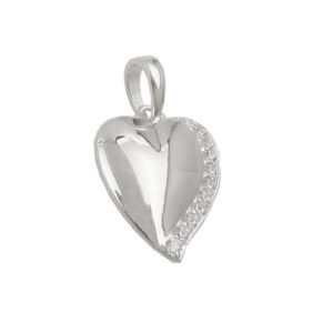 Anhänger, Herz – Silber, Zirkonia, glänzend – 16x14mm