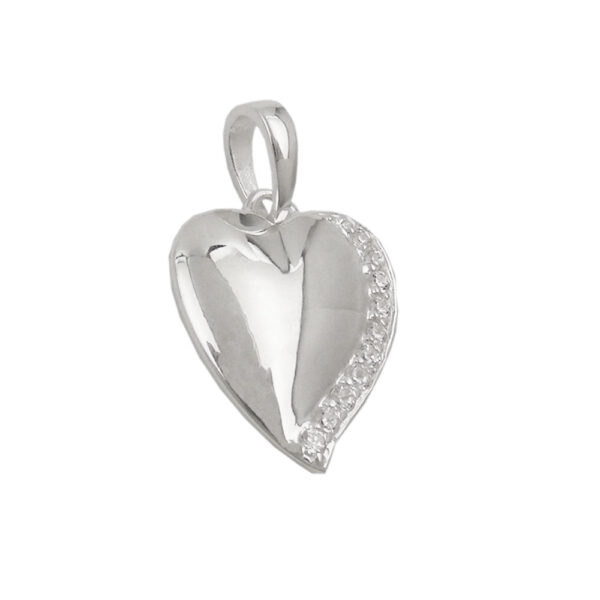 Anhänger, Herz – Silber, Zirkonia, glänzend – 16x14mm