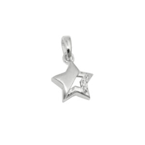 Anhänger, Stern – Silber, Matt-Glänzend, Zirkonia – 9mm