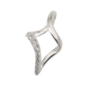 Anhänger, Rhombus – Silber, Zirkonia, rhodiniert – 20x10mm