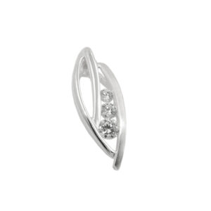 Anhänger, Blatt – Silber, Matt-Glänzend, Zirkonia – 17x6mm