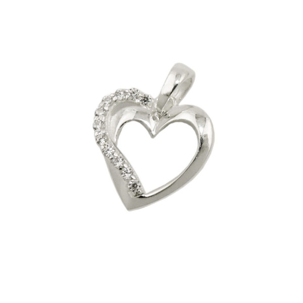 Anhänger, Herz – Silber, Zirkonia – 13x13mm