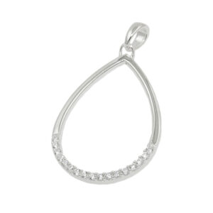 Anhänger, Tropfen – Silber, Zirkonia – 25x18mm