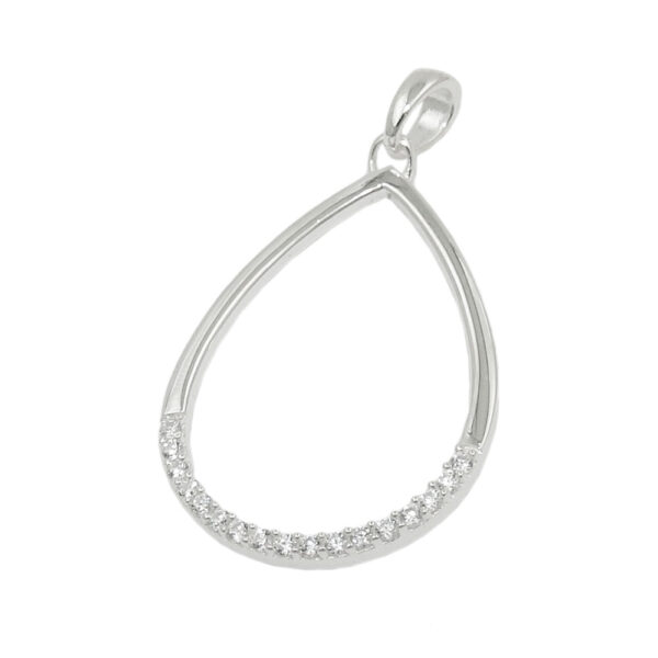 Anhänger, Tropfen – Silber, Zirkonia – 25x18mm